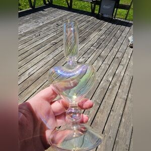 Iridescent Sweetheart Shaped Glass Candle Holder/Vase🕯💜💙🩵💚💛🧡🩷❤️